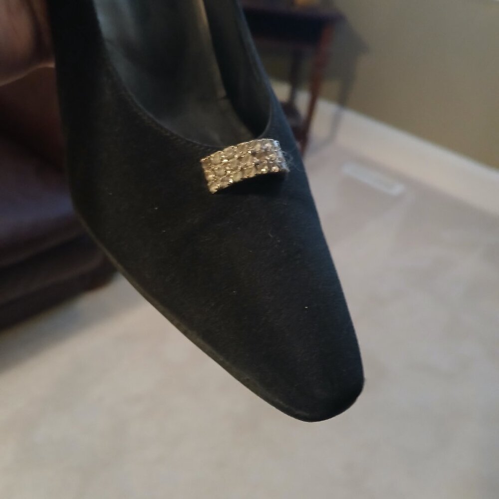 Black Linen Sateen Evening Shoes